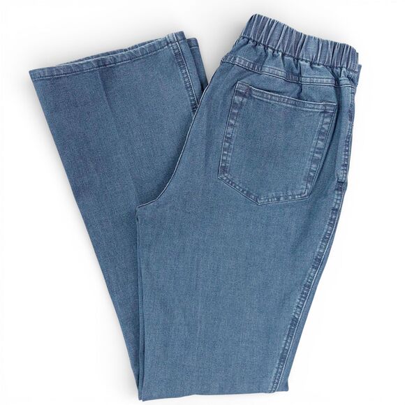 Isaac Mizrahi Live Sz 8 Stretch Denim Jeans Pull On Back Elastic Waist Bootcut - Picture 10 of 11